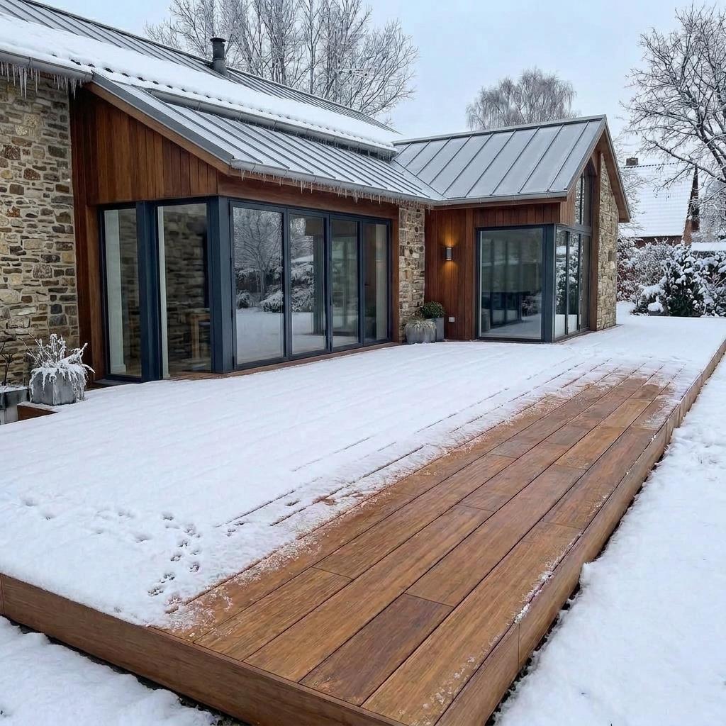 Eine gut gepflegte Terrasse ist gut gegrüstet  gegen Schnee.