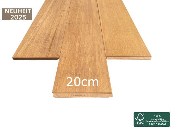 Die Terrassendielen aus Bambus Typ Cristobal im 20cm breiten XL-Format.