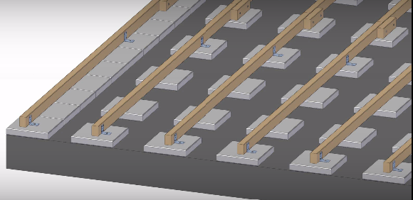 Die Bambus Uk auf Betonplatten verlegen.