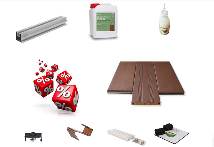 Terrassendielen Komplettpaket Vista in der Farbe Ipe, mit einer Aluminium UK.